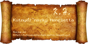 Kutnyánszky Henrietta névjegykártya
